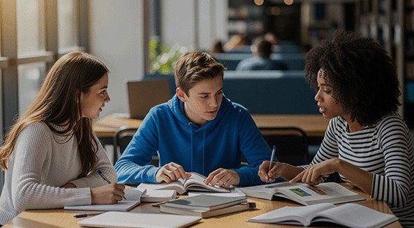 Graduation ceremony with students receiving diplomas